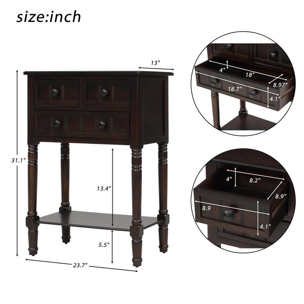 Copper Grove Colby 3 drawer Console Table with Bottom Shelf