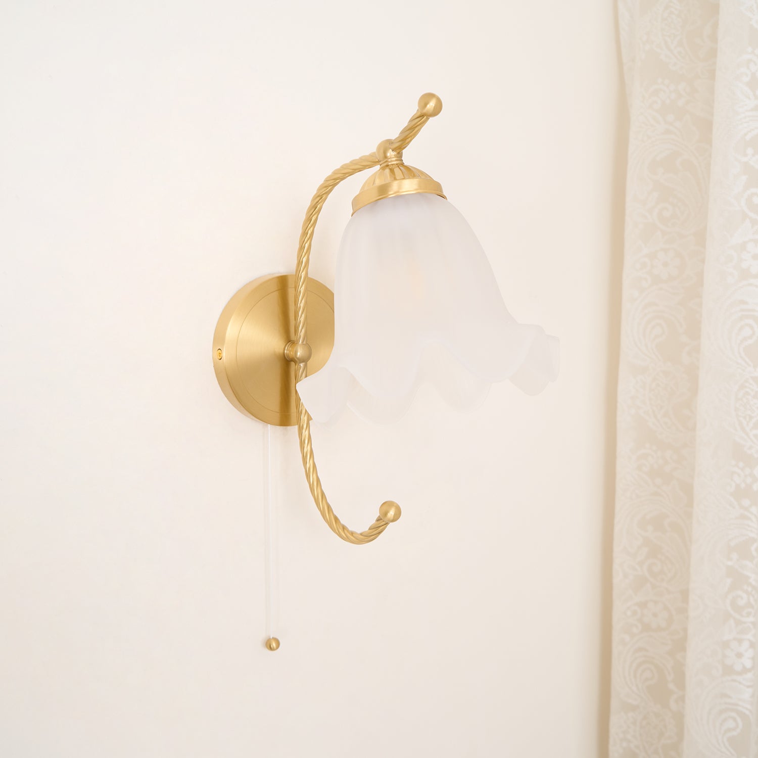 Curved Gooseneck Brass Glass Sconce