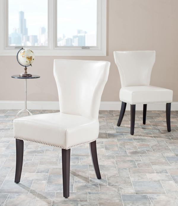 Kash 22 quotH Dining Side Chairs  Set of 2  Silver Nail Heads Flat Cream   Transitional   Dining Chairs   by V.S.D Furniture  Houzz