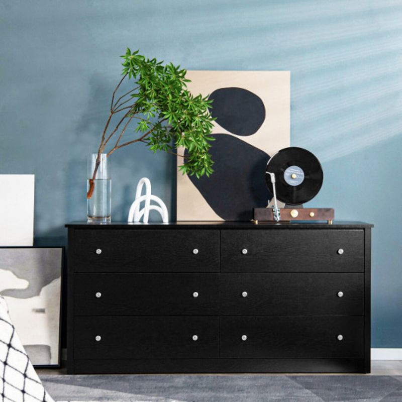 Freestanding 6-Drawer Dresser with Mental Knobs for Bedroom