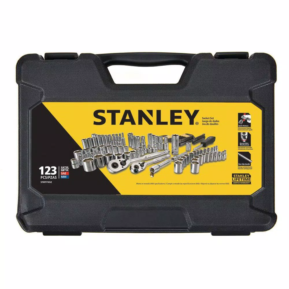 Stanley 3/8 in. and 1/4 in. Drive Socket Set with Ratchets (123-Piece) and#8211; XDC Depot