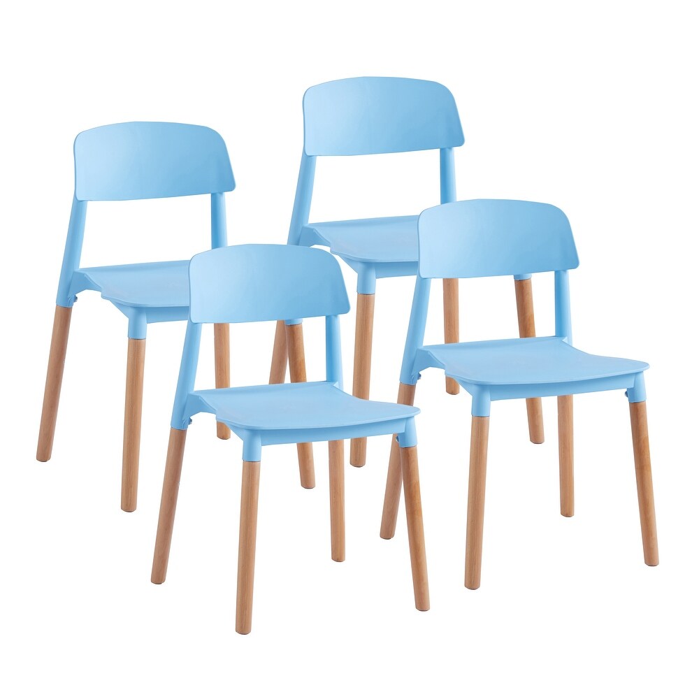 Porthos Home Clyde Stackable Dining Chairs Set Of 4  PP Plastic  Woody Accents