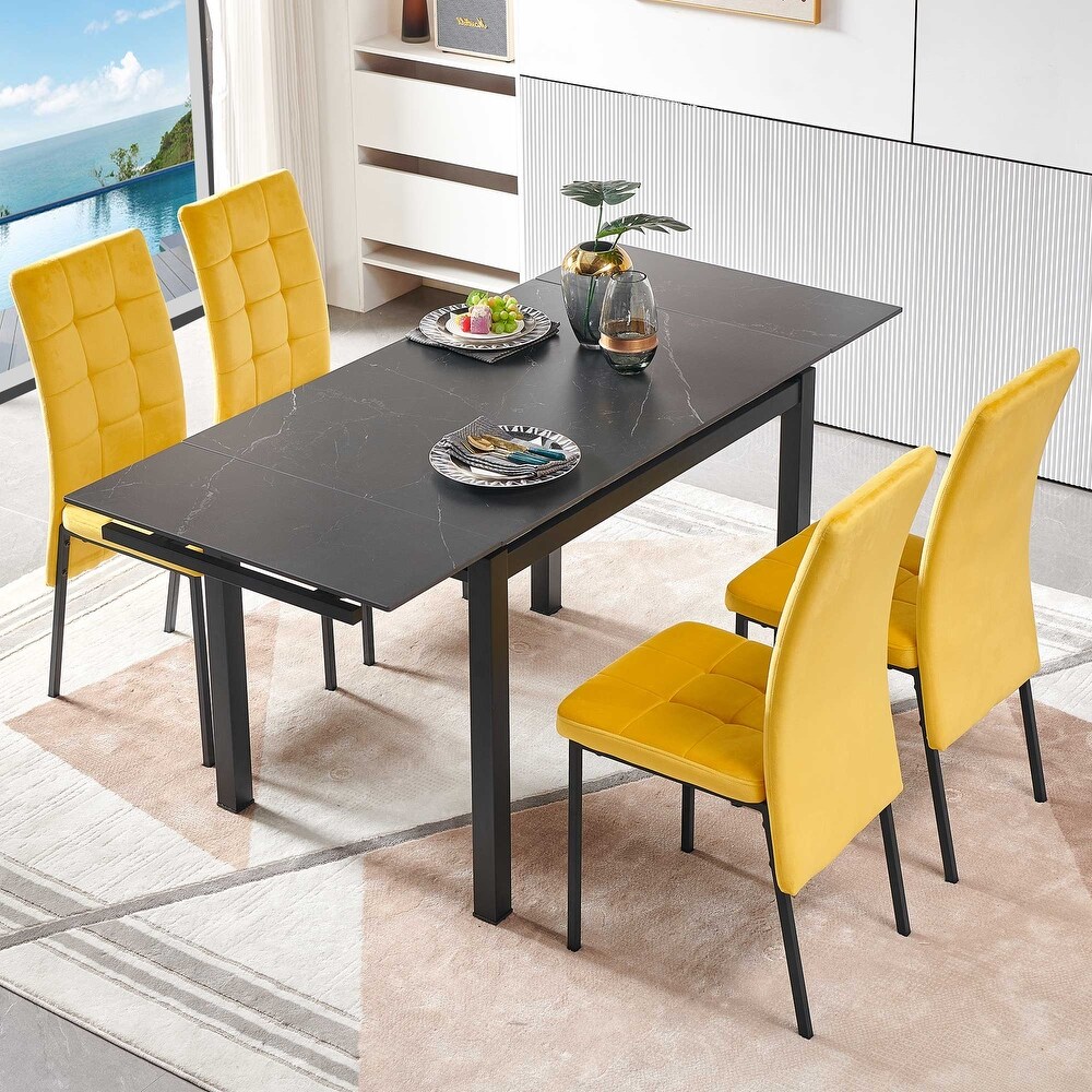 Ceramic Modern Rectangular Expandable Dining Room Table