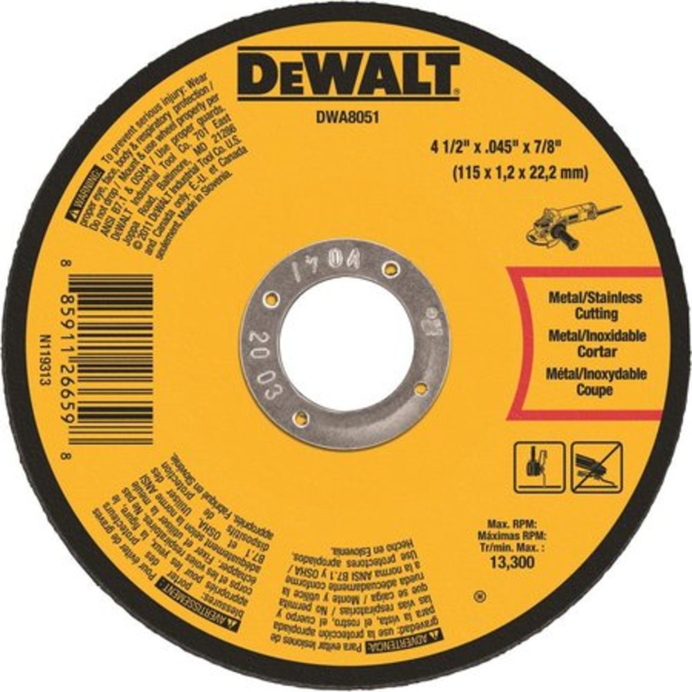 DEWALT 4-1/2 x .045 x 7/8 Metal Cut-Off Wheel-10 pack DWA8051T10 from DEWALT