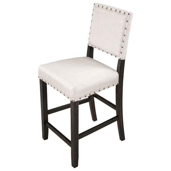 2PCS Wooden Counter Height Upholstered Dining Chairs