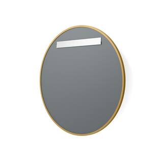 better bevel 24 in. W x 24 in. H Rubber Framed Round Bathroom Vanity Mirror in Matte Gold 19014