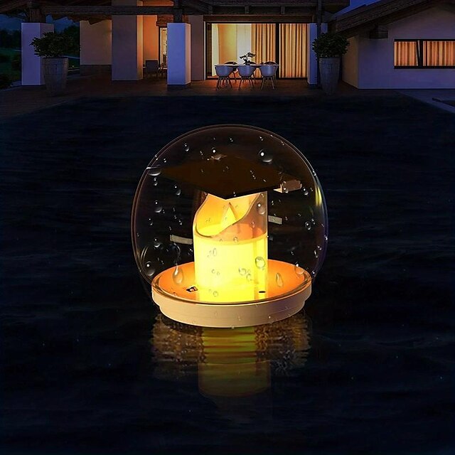 Solar Floating Pool Lights Waterproof Pond Flickering Lights Outdoor Garden Decoration Remote Control Flame Lights Wishing Lights