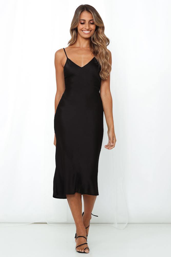 Heavenly Combo Midi Dress Black