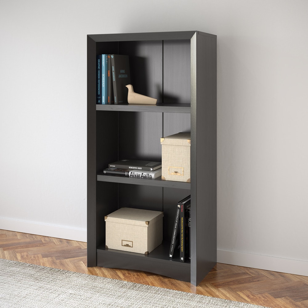 Quadra 47 inch Tall Adjustable Bookcase with Faux Woodgrain Finish