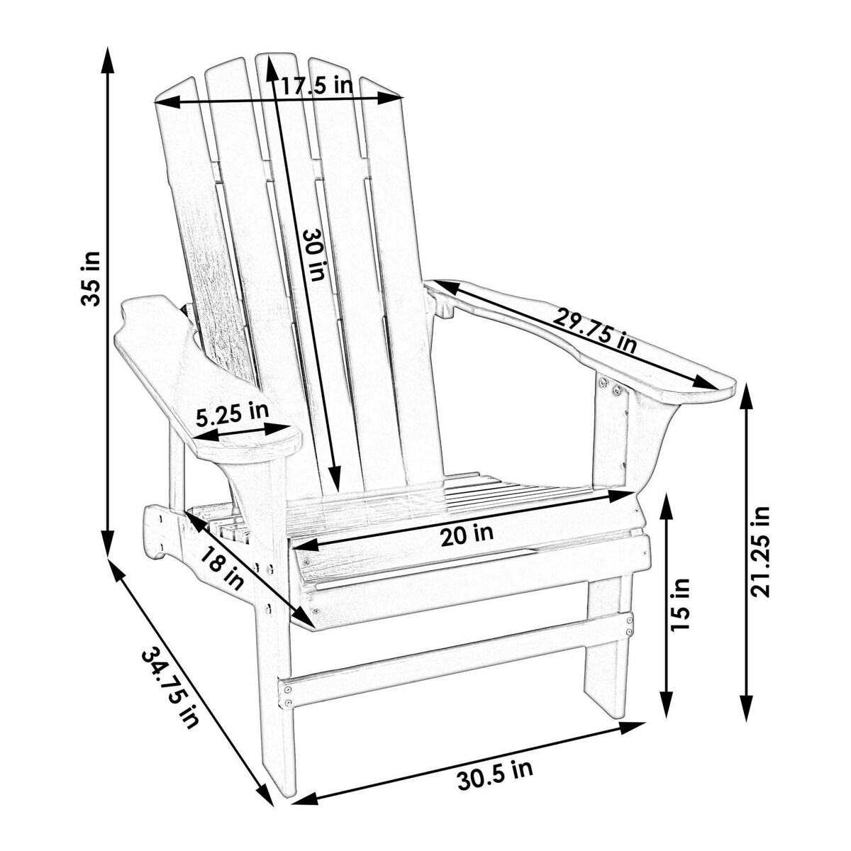 Ultimate Patio Wooden Adirondack Chair