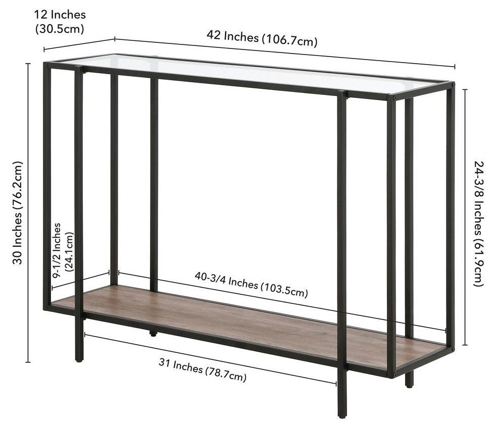 Vireo  42  x27 x27Wide Rectangular Console Table with MDF Shelf in Blackened...   Contemporary   Coffee Tables   by BisonOffice  Houzz