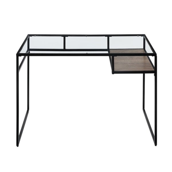 Console Table with Glass Tabletop and Open Compartment