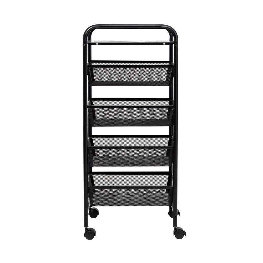 Honey-Can-Do 4-Tier Steel 4-Wheeled Utility Cart in Black CRT-09588