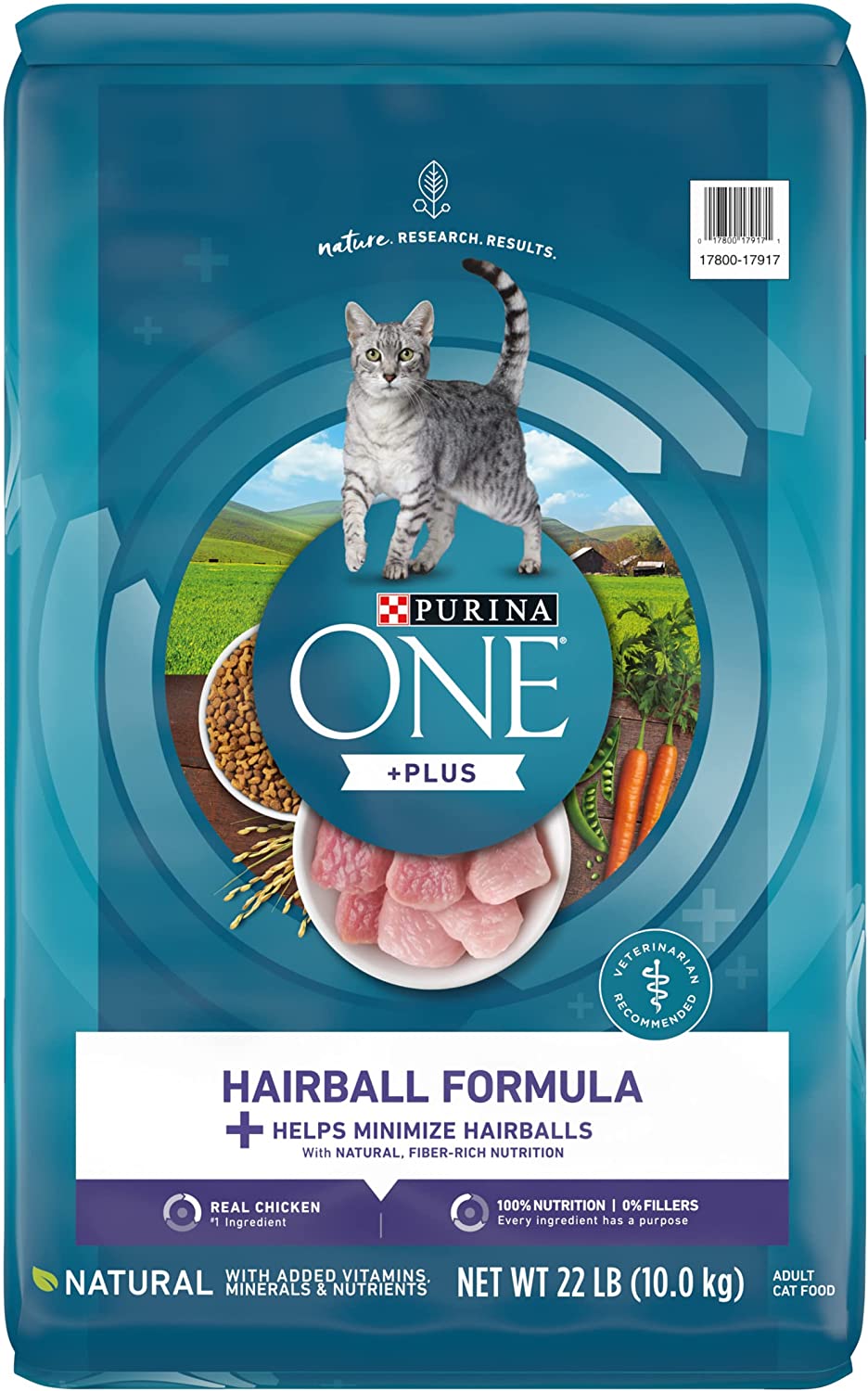 Purina ONE Natural Dry Cat Food for Hairball Control， +PLUS Hairball Formula - 22 lb. Bag