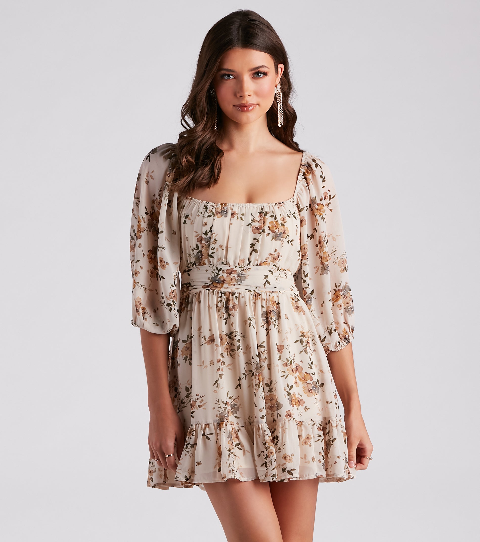 Sunday Girl Floral Chiffon Skater Dress