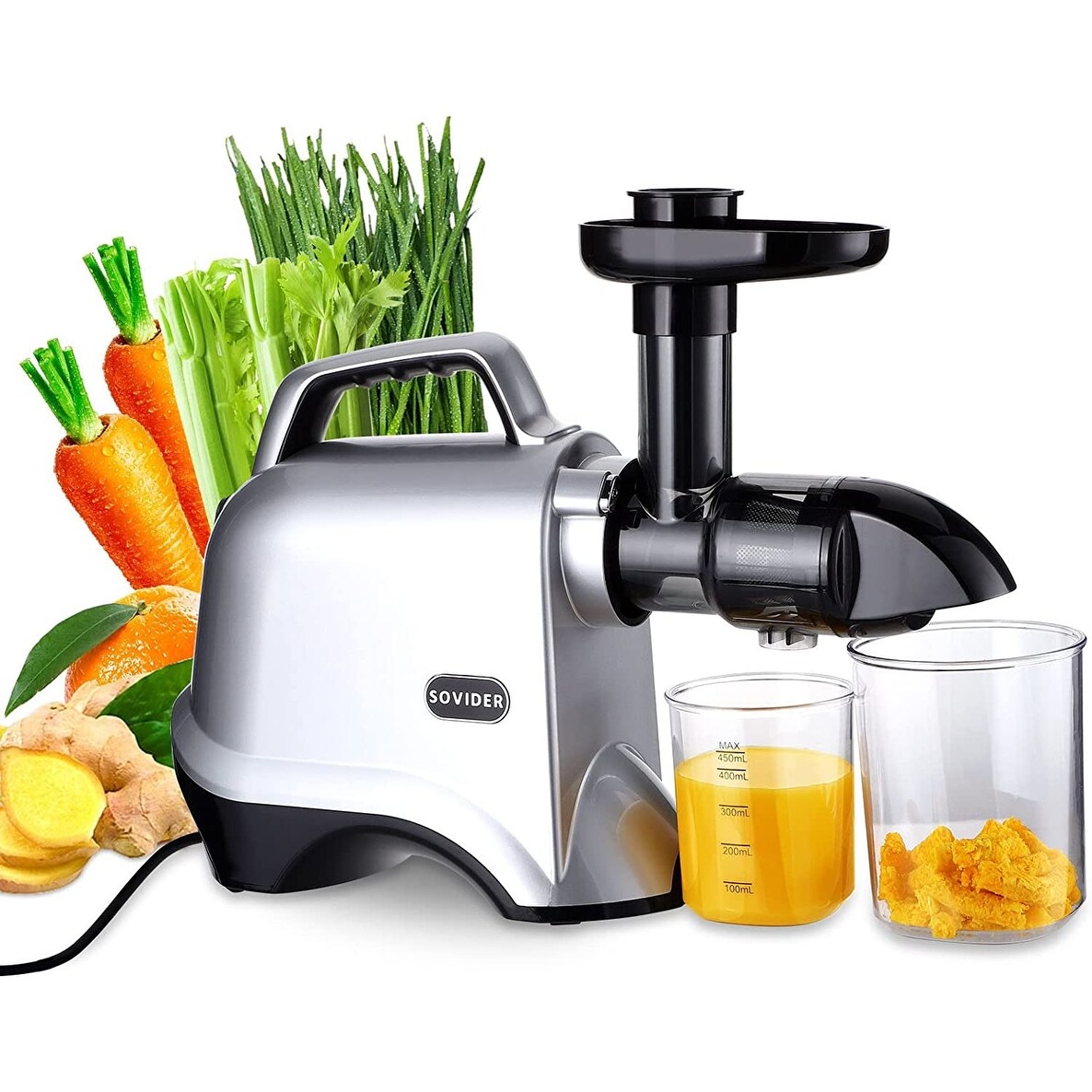 Juicer Machines-Up to 92% Juice Yield Masticating Slow Juicer With Reverse Function