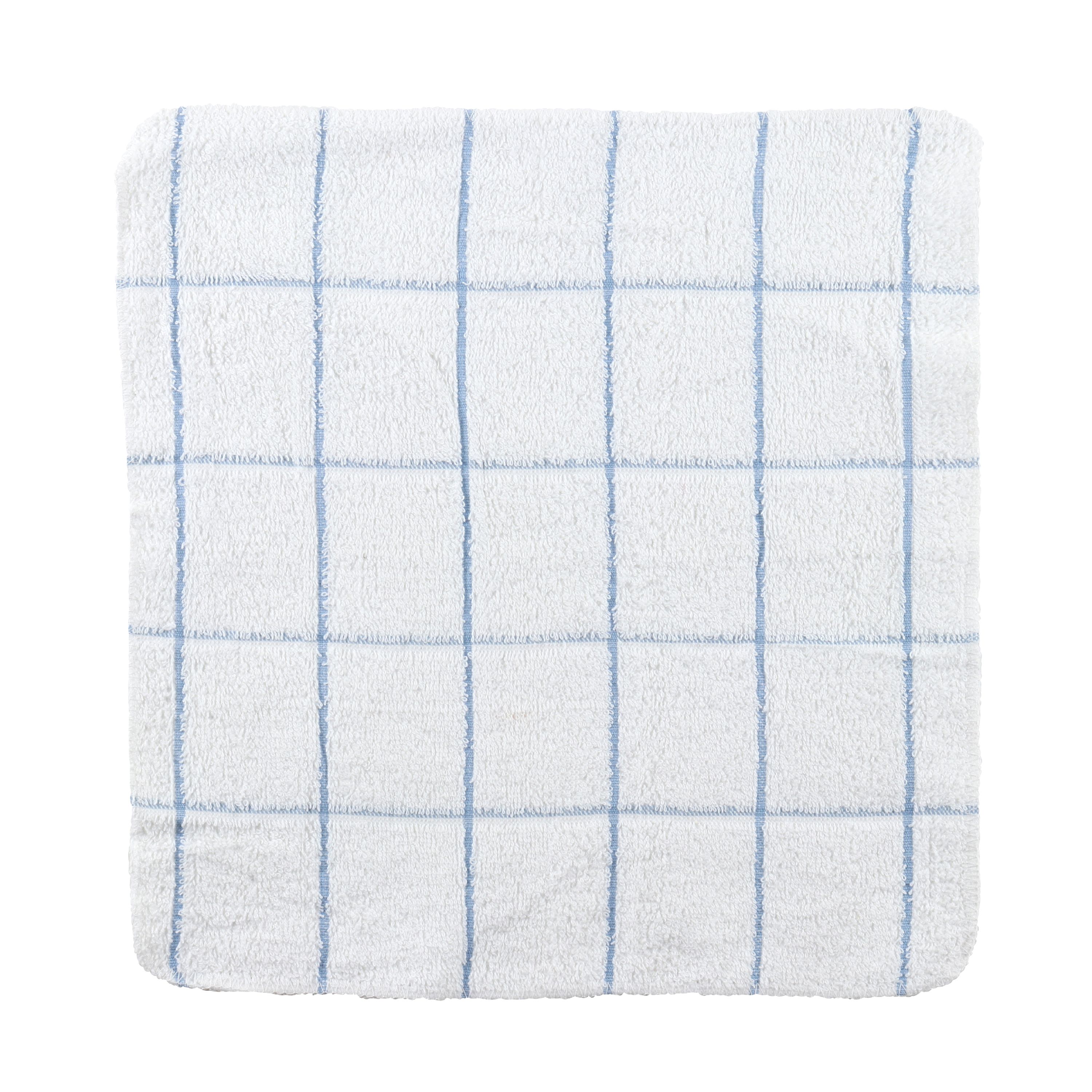 Arkwright Cotton Kitchen Dishcloths - 12 x 12 - Blue Windowpane Striped Pattern - Pack of 12