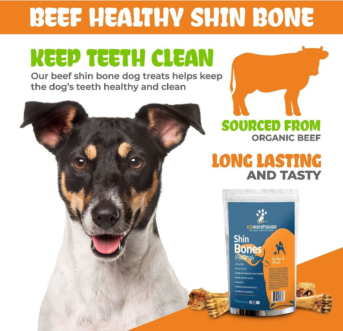 K9warehouse Shin Bones Dog Chew Treats， 3 count