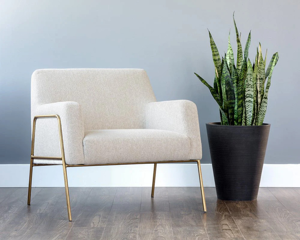 Usher Lounge Chair  Dove Cream   Midcentury   Armchairs And Accent Chairs   by Peachtree Fine Furniture  Houzz