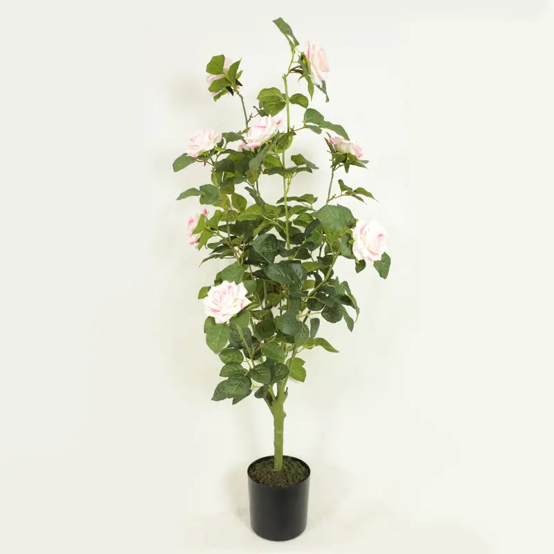 Decor Garden Supplies Green Plant Artificial Tree Decorative Pink Rose Flower Artificial Bonsai Rose Tree