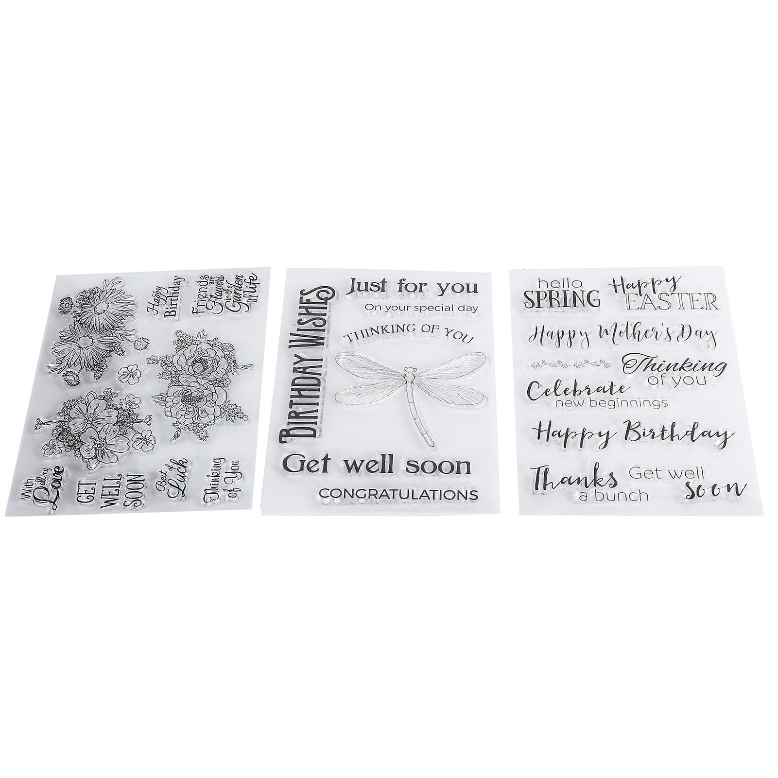 3pcs Transparent Stamp Rubber Tpr Diy Journal Album Decoration Crafts Accessories