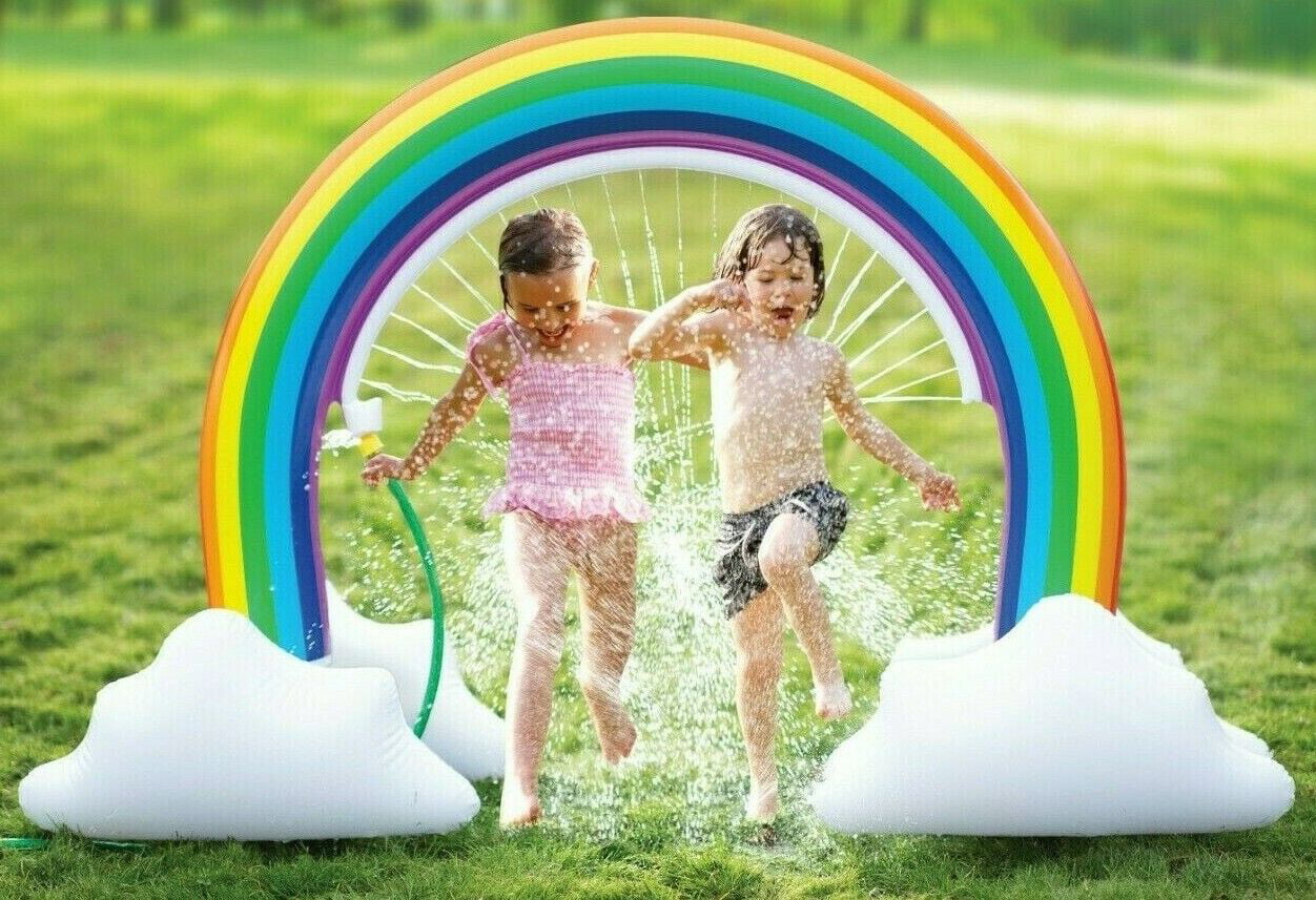 Inflatable Rainbow Water Sprinkler for Kids Outdoor Backyard Summer Pool and Water Fun Party and Pool Play