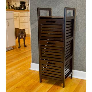 Eccostyle 37 in Solid Bamboo Espresso 3 Slatted Drawer Storage Tower CAEKN0054ES3