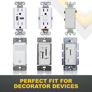 Faith 1-Gang Decorator Screwless Wall Plate GFCI OutletRocker Light Switch Cover Single Gang White (8-Pack) SWP1-WH-08