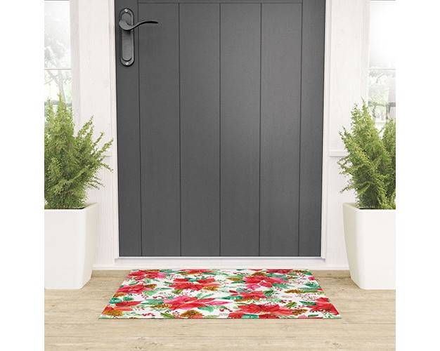 Ninola Design Poinsettia Holiday Flowers Welcome Mat Society6