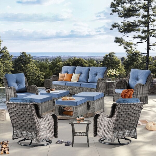 9 Piece Outdoor Patio Furniture SetOutdoor Swivel Rocker Chair Set