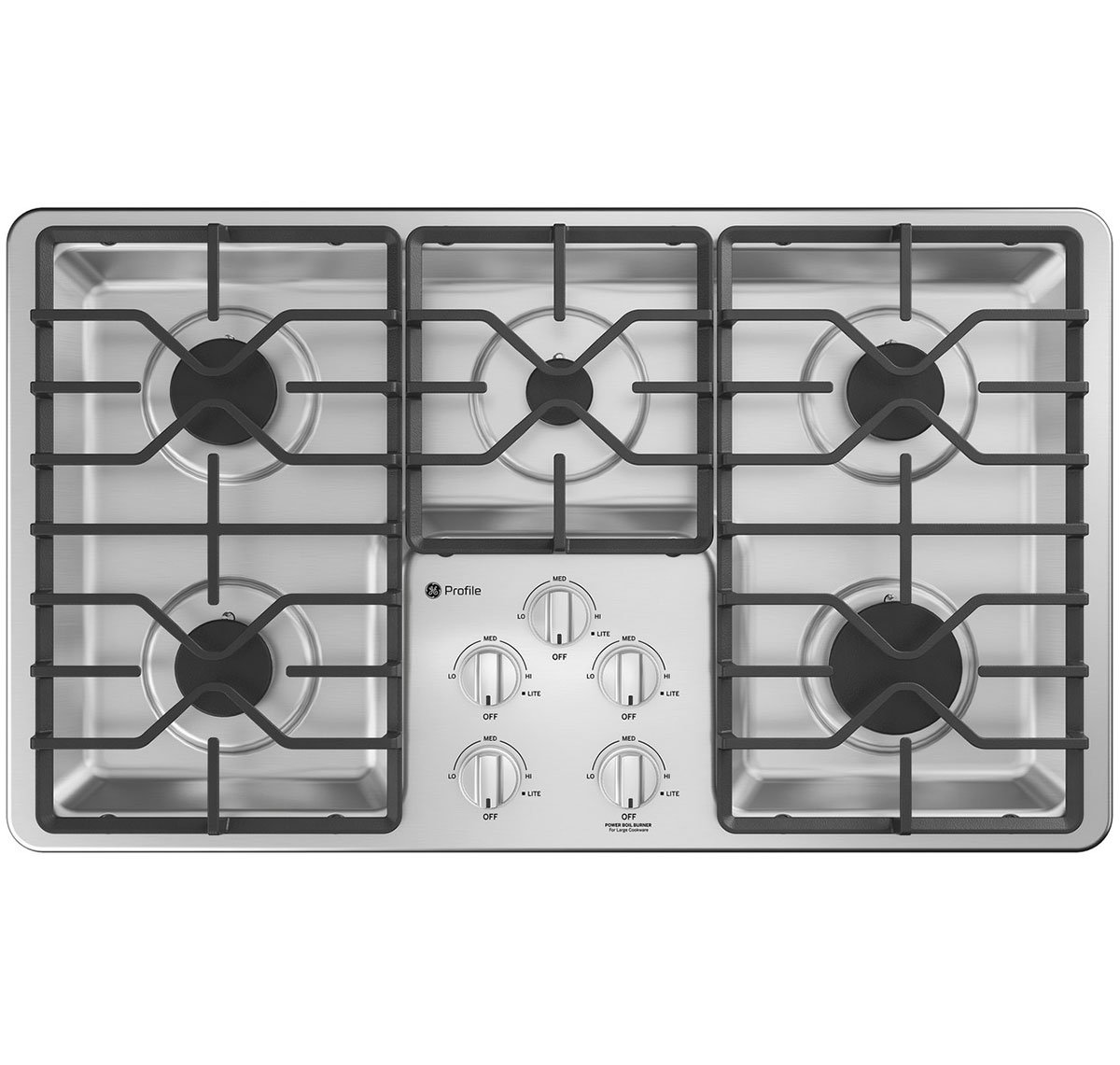 GE Profile ADA 36-Inch Built-In Gas Cooktop with Dishwasher-Safe Grates in Stainless Steel