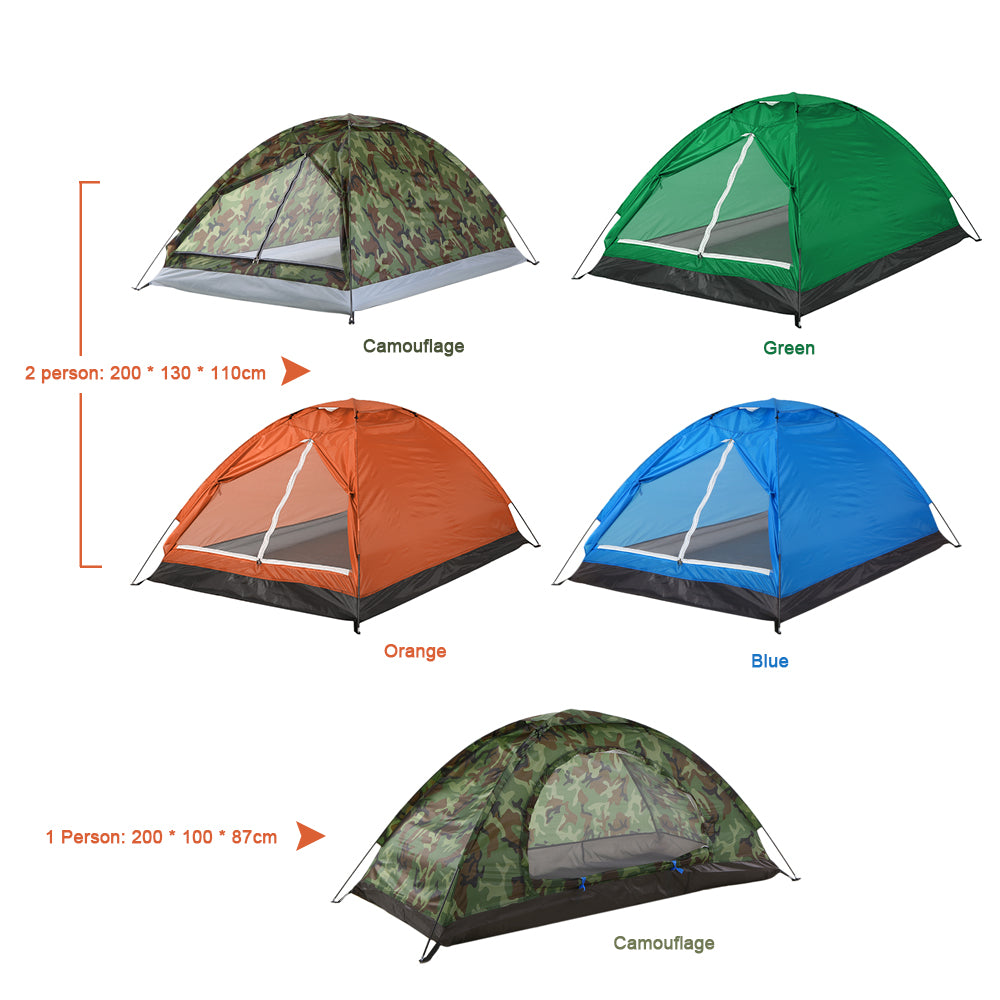 Andoer Camping Tent for 2 Person Single Layer Outdoor Portable Beach Tent，Orange