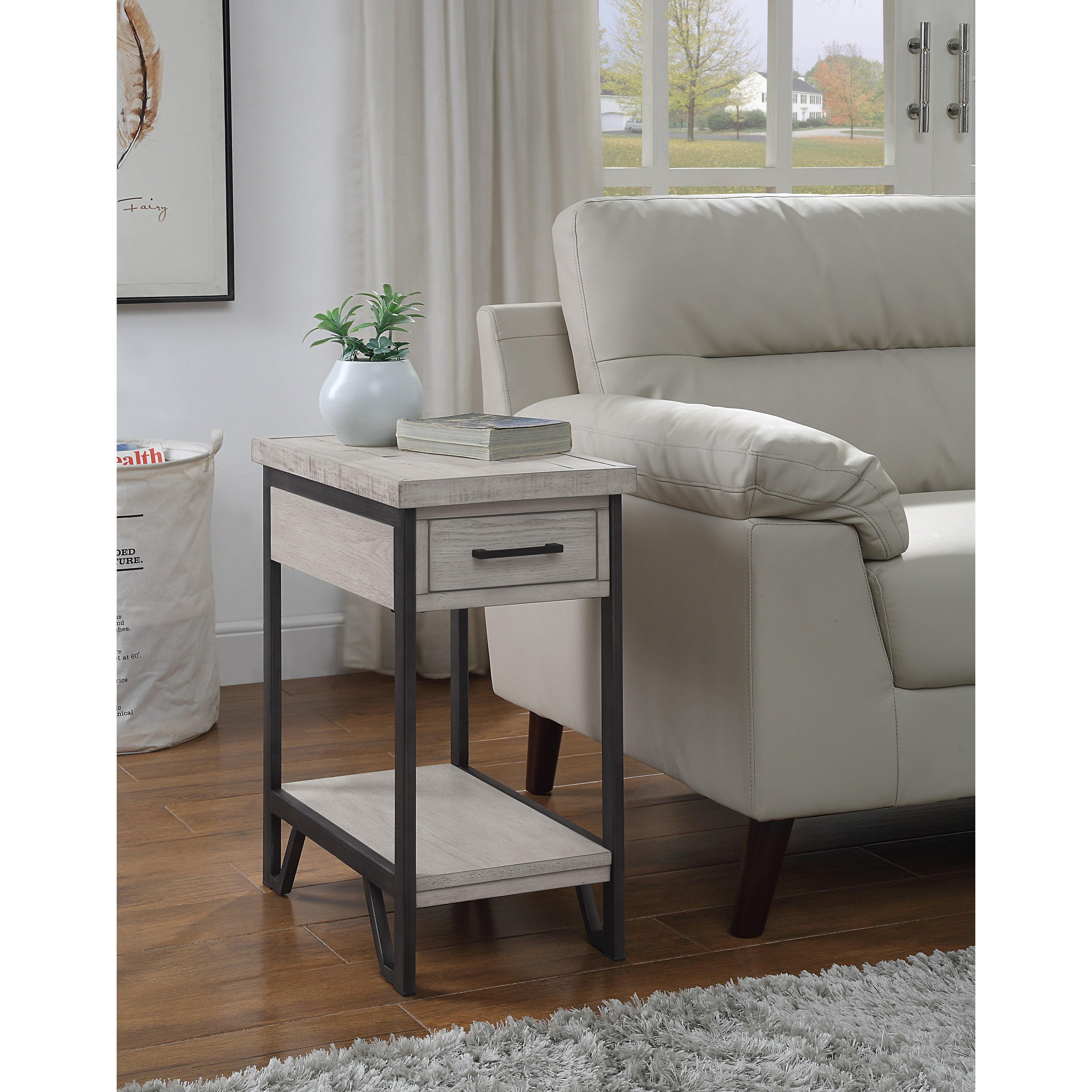 Hatfield Urban 12-inch 1-shelf 1-drawer Compact End Table with USB Ports