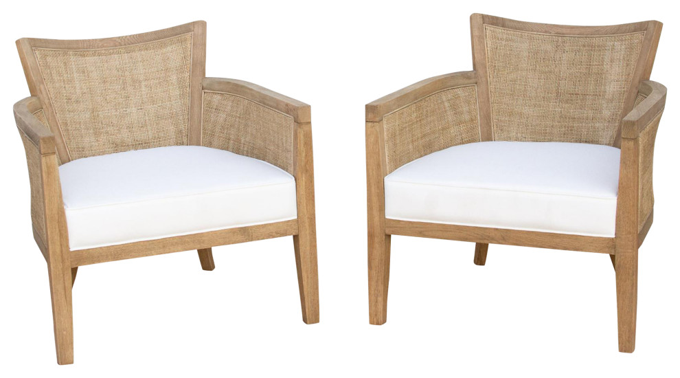 Pair of Oak  ampCane Club Chair   Eclectic   Armchairs And Accent Chairs   by De cor  Houzz