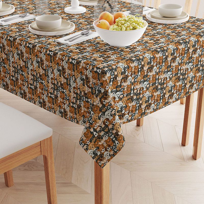 Square Tablecloth， 100% Polyester， 54x54， Cheerful Dogs