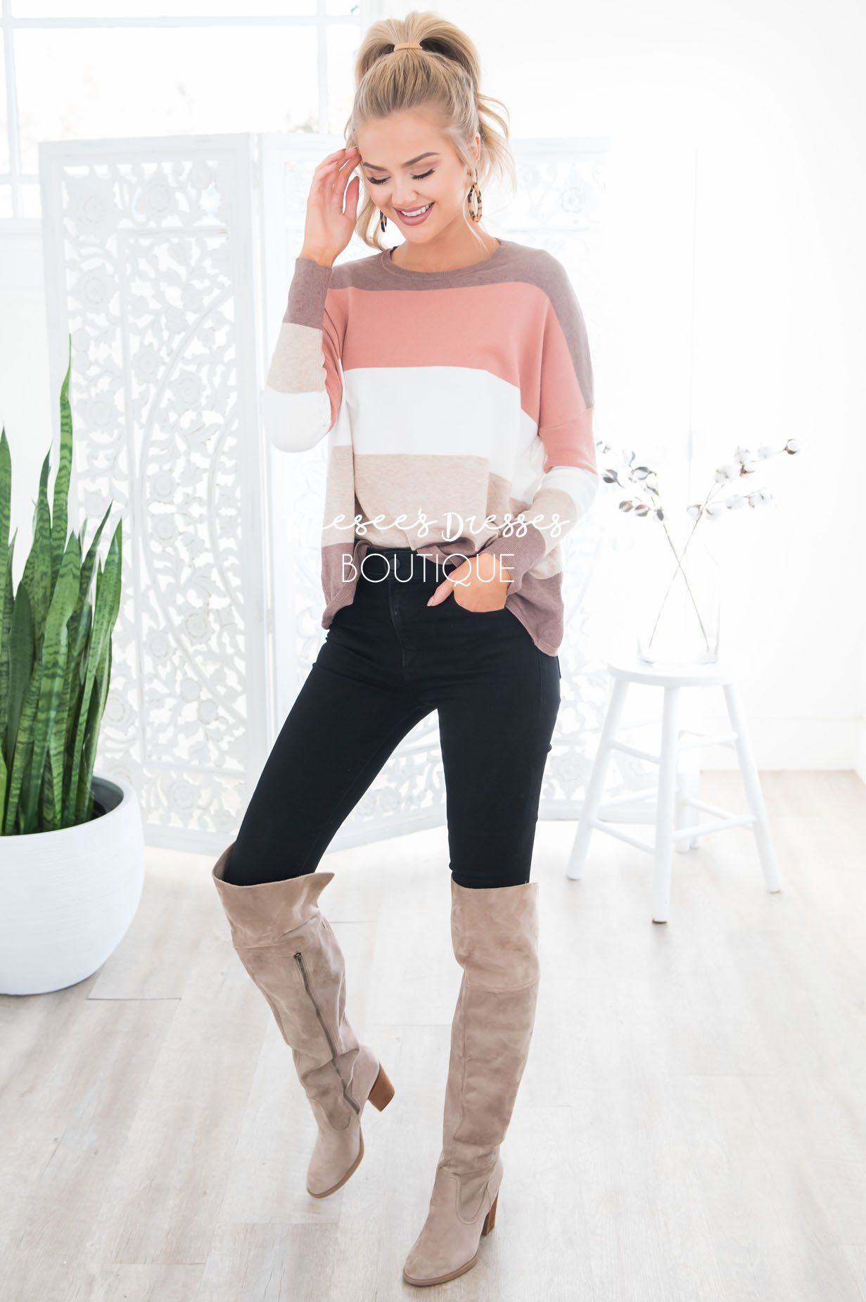 Hot Cocoa and Cream Block Sweater