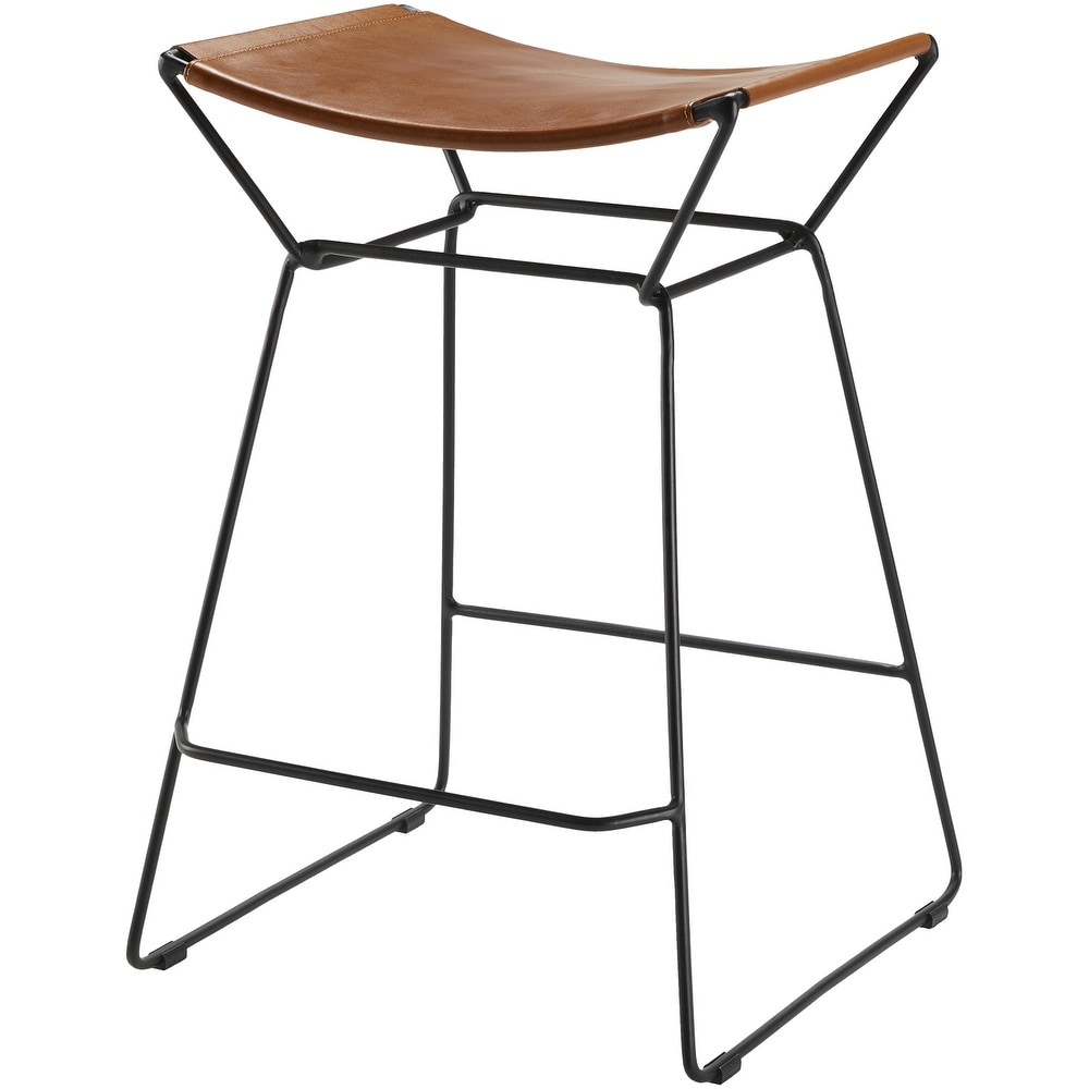 Artistic Weavers Celerio Brown Leather Modern Counter Stool