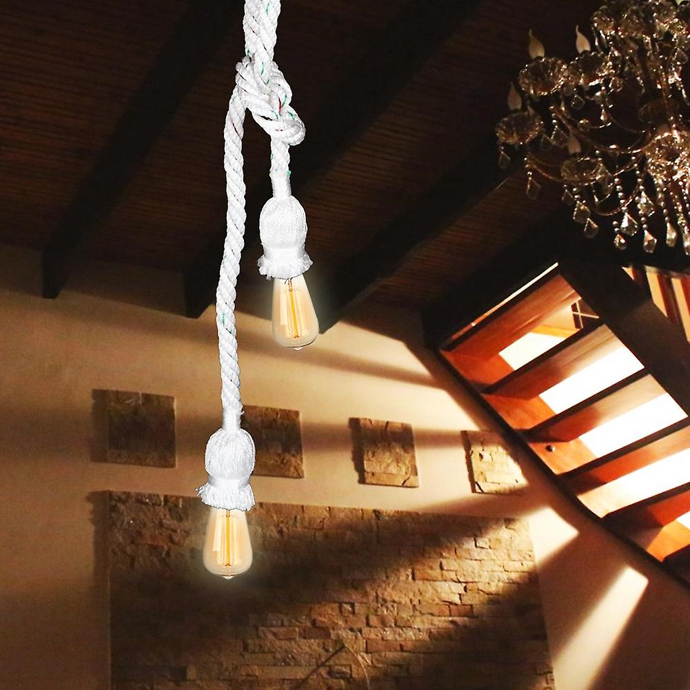 Retro Style 1m Dual Head Nylon Rope Chandelier Ceiling Lamp Pendant Light 85-260hite