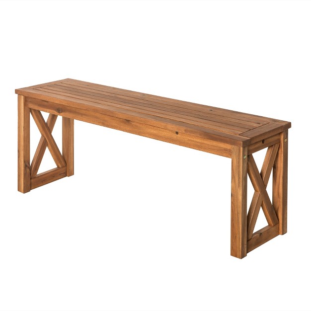 Slatted Acacia Wood X frame Patio Bench Brown Saracina Home