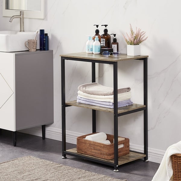 Javlergo Industrial End Side Tables Nightstand with 3-Tier Storage Shelf