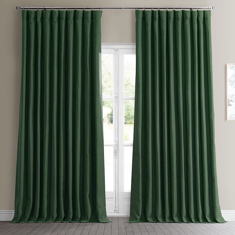 EFF Faux Linen Extra Wide Blackout Window Curtain