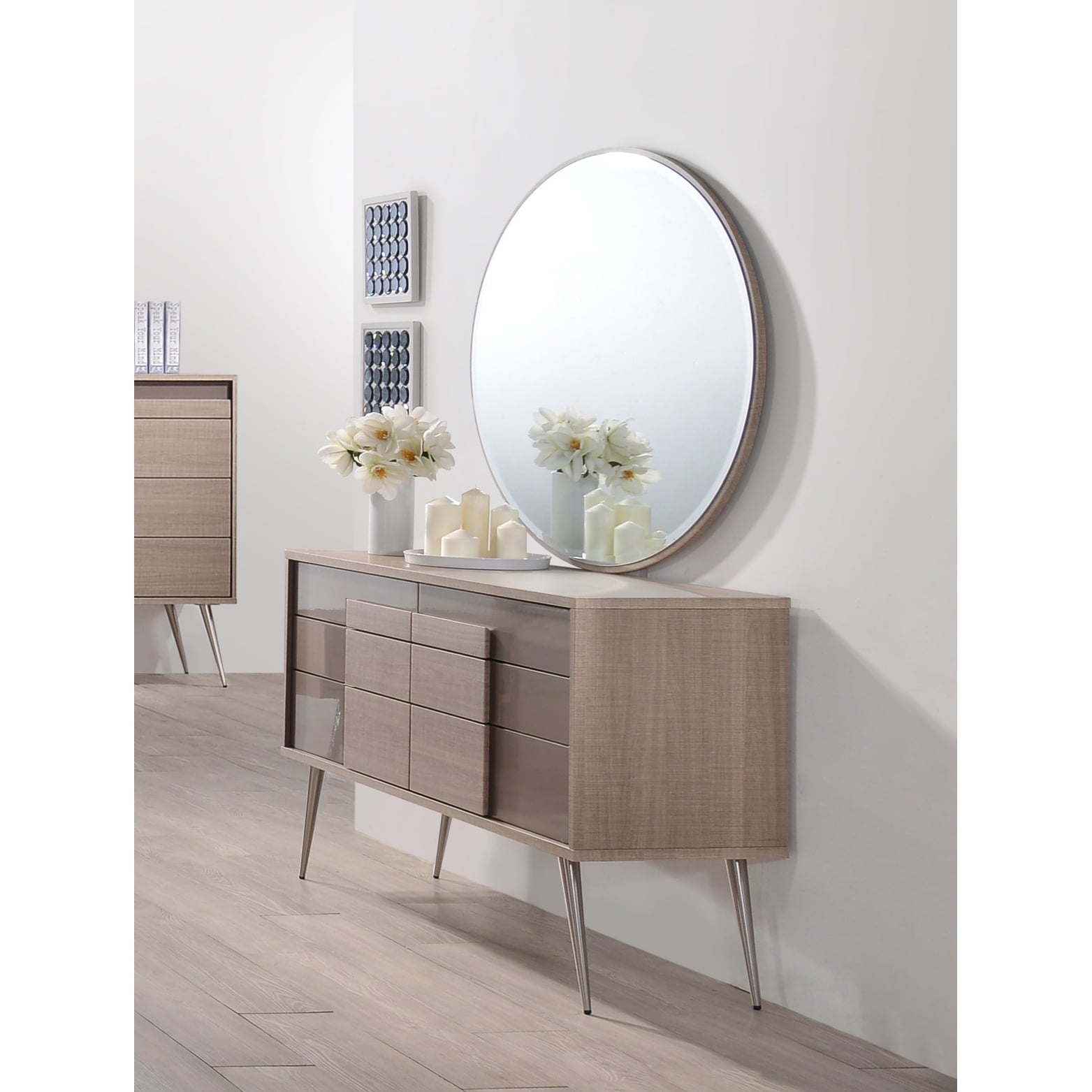 Best Master Furniture Brazil Taupe Bronze 2 Pieces Dresser and Mirror