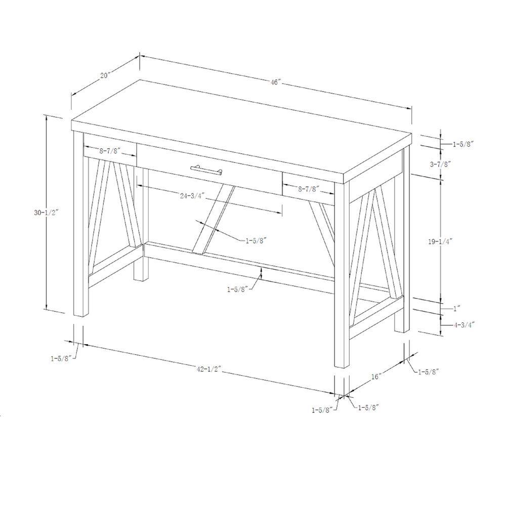 Walker Edison Furniture Company 46 in. Grey Wash Rectangular 1 -Drawer Writing Desk with Open Back HDW46AFGW