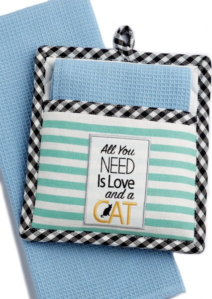 Design Imports All You Need Is Love and A Cat Potholder Gift Set