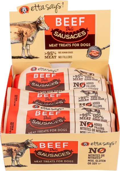 Etta Says! Beef Deli Sausages Dog Treats， 12 count