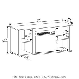 Furinno Jensen 47.2 in. Americano TV Stand Fits TV's up to 55 in. with Electric Fireplace 21181AM