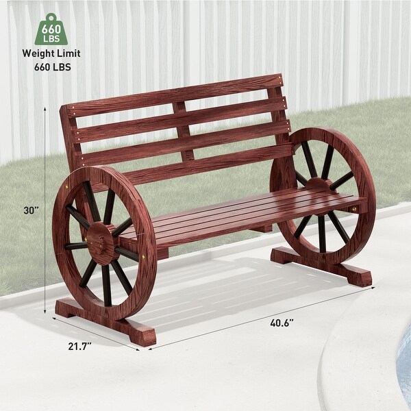 41' Rustic Wooden Wheel Bench