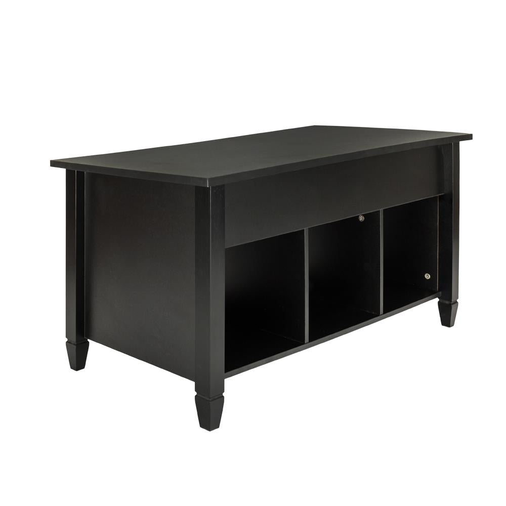 Zimtown Lift Up Top Coffee Table with Hidden Compartment End Rectangle Table Storage Space Living Room Furniture (Black)