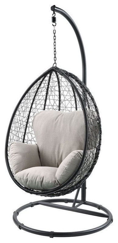 Afuera Living Patio Swing Chair in Beige and Black   Contemporary   Hammocks And Swing Chairs   by Homesquare  Houzz