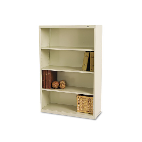 Tennsco Metal Bookcase， Four-Shelf， 34.5w x 13.5d x 52.5h， Putty (B53PY)